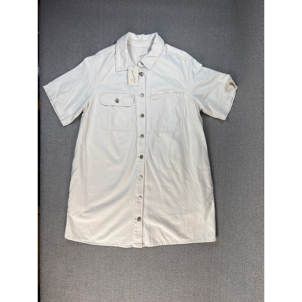 NWT Universal Thread Denim Dress Short Sleeve Casual Speckled Beige Size XXL